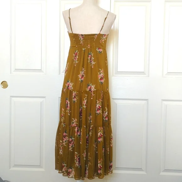 Madewell Yellow Brown Spaghetti Strap Sundress Maxi - Picture 8 of 10